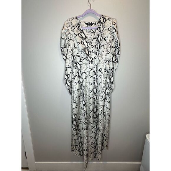 Missguided Snakeskin Chiffon High Low Ruffle Bottom Dress Size 8 - Picture 1 of 9